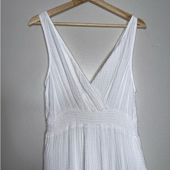 Beachlunchlounge Yuna Cotton Poplin Tank Top V-Neck Midi Dress White Size Small - Picture 4 of 9